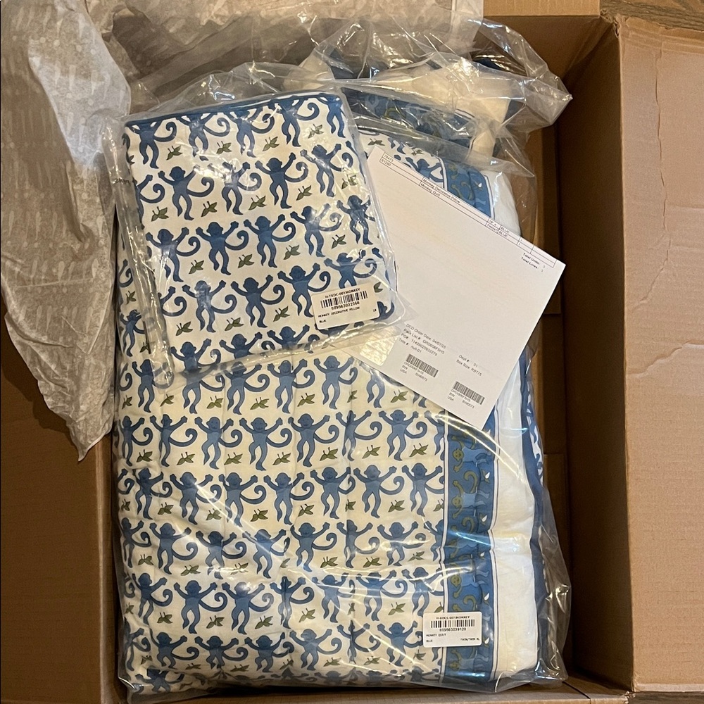 Roller Rabbit Blue and White Bedding Set